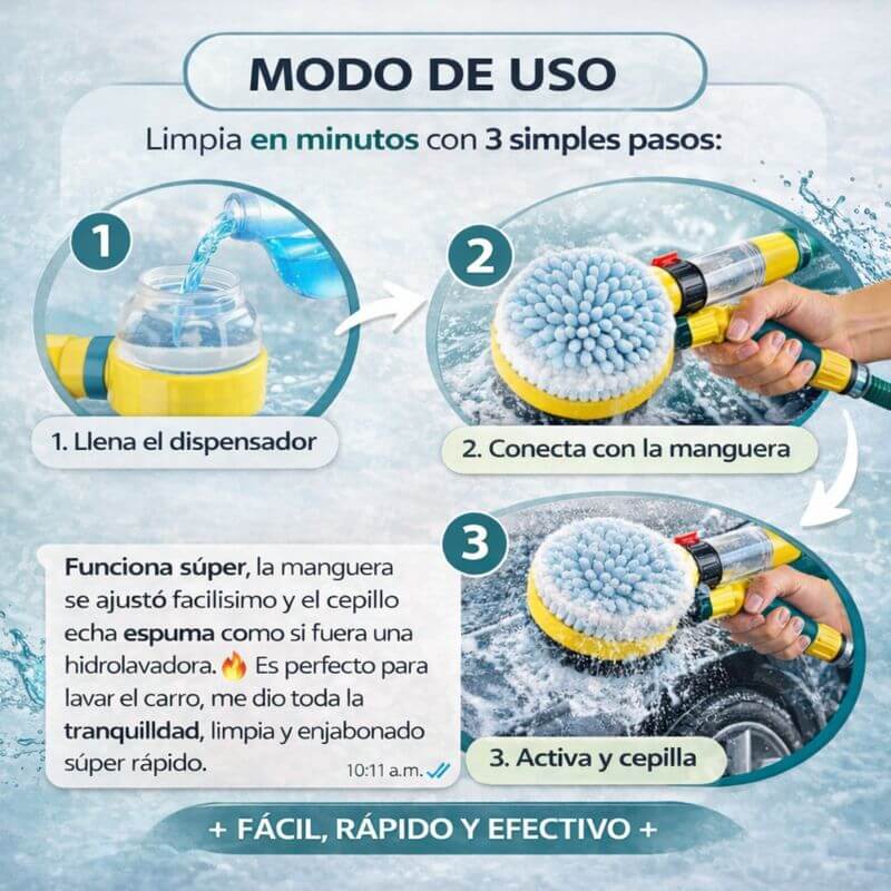 Cepillo giratorio para carros, patios y pisos