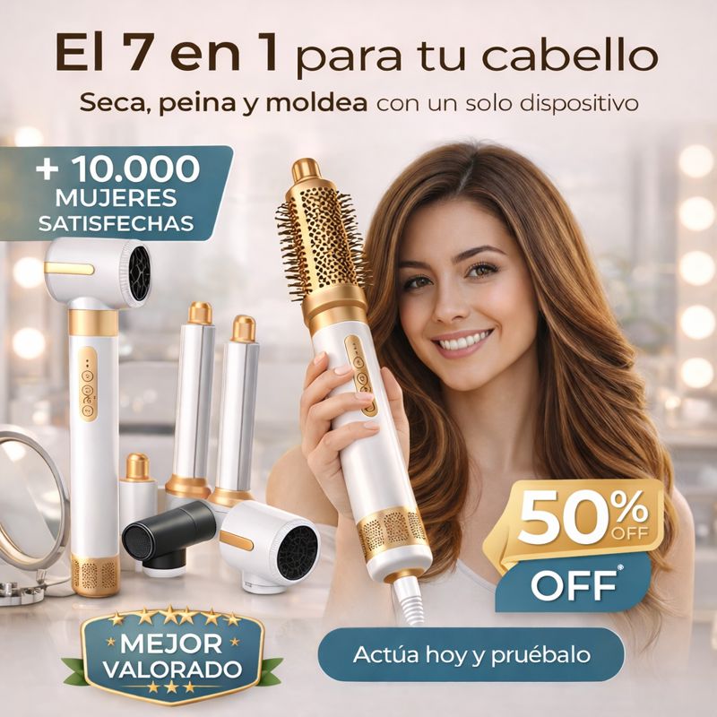 Air Styler 7 en 1 – El cepillo que te ayuda a mejorar el cuidado de tu cabello de 7 maneras distintas.