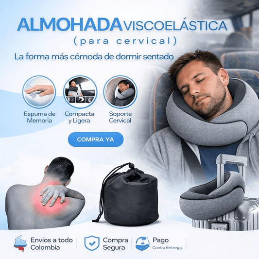 Almohada viscoelástica viajera - La forma mas cómoda y saludable para viajar a cualquier lugar